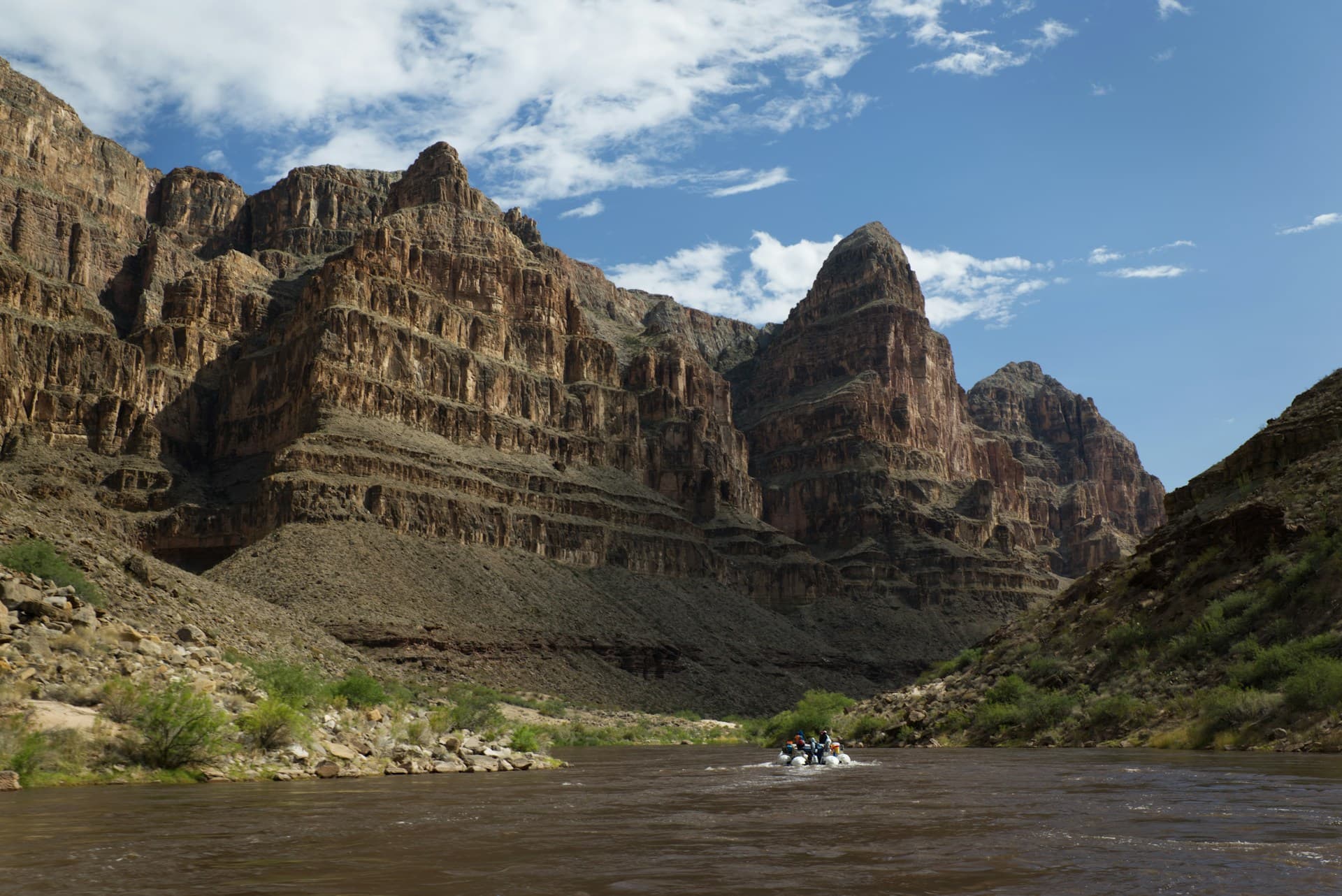Rafts on a canyon river trip